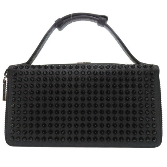 Christian Louboutin Panettone long wallet zipper spikes black calfskin - Picture 3 of 8